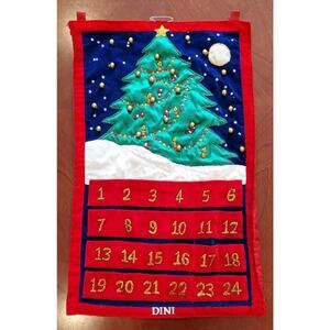 Vintage Dini Christmas Advent Calendar Christmas Tree Number Pouches Flaws